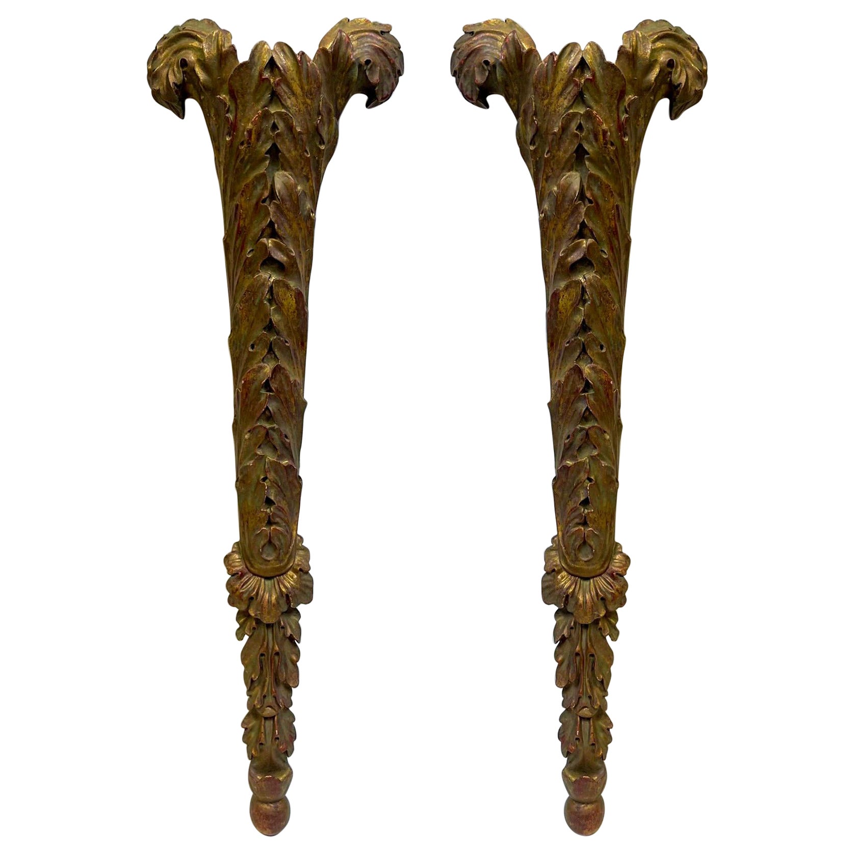 20th Century Gilded Neo-Classical Style Wall Pockets / Sculpture / Art, Pair For Sale