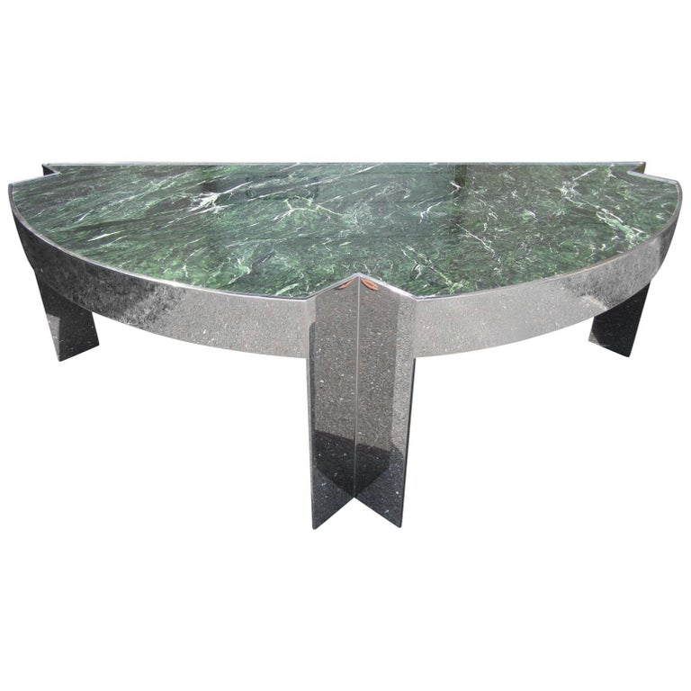 Sculptural 1970s Leon Rosen for Pace Collection Steel and Marble Desk For Sale