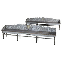 Used Pair of Villa Suvera Benches with Coat of Arms of the Lucchesi Palli Family