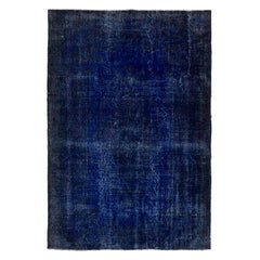 6.5x9.5 Ft Navy Blue Color ReDyed Contemporary Handmade Vintage Turkish Area Rug