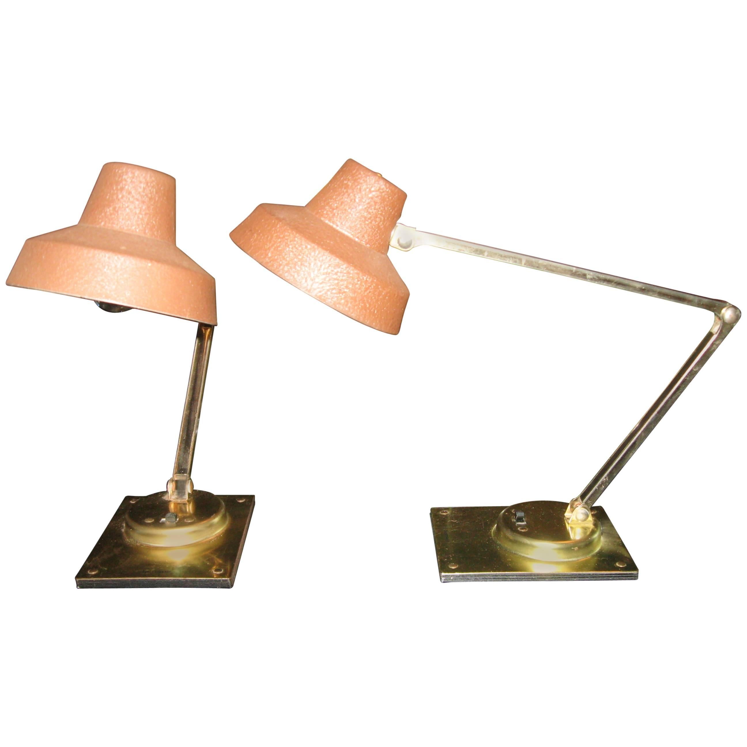 Pair of Midcentury Adjustable Lamps by Tensor For Sale