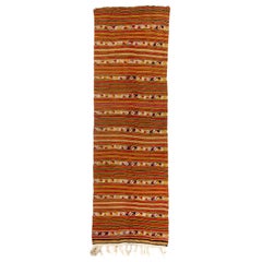 5x15.5 Ft Colorful Vintage Striped Turkish Runner Kilim 'Flat Weave', 100% Wool