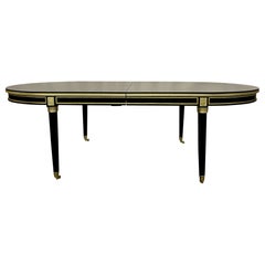 Ebony Hollywood Regency Jansen Style Dining, Conference Table, 15 Feet, Bronze