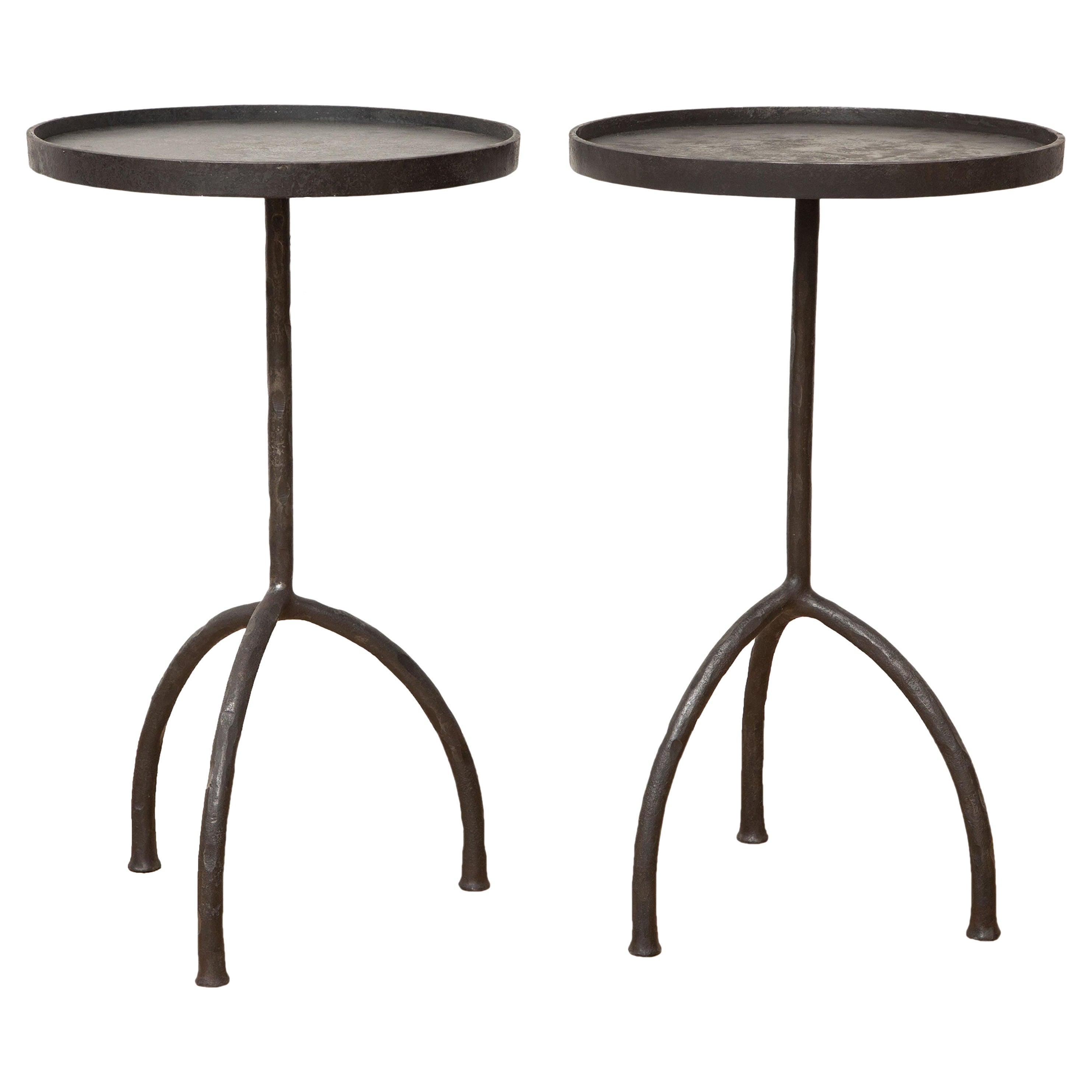 Tripod Hand Forged Side or Drinks Tables, in Stock