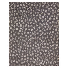 Contemporary Moroccan Style Charcoal Handmade Allover Wool & Viscose Rug