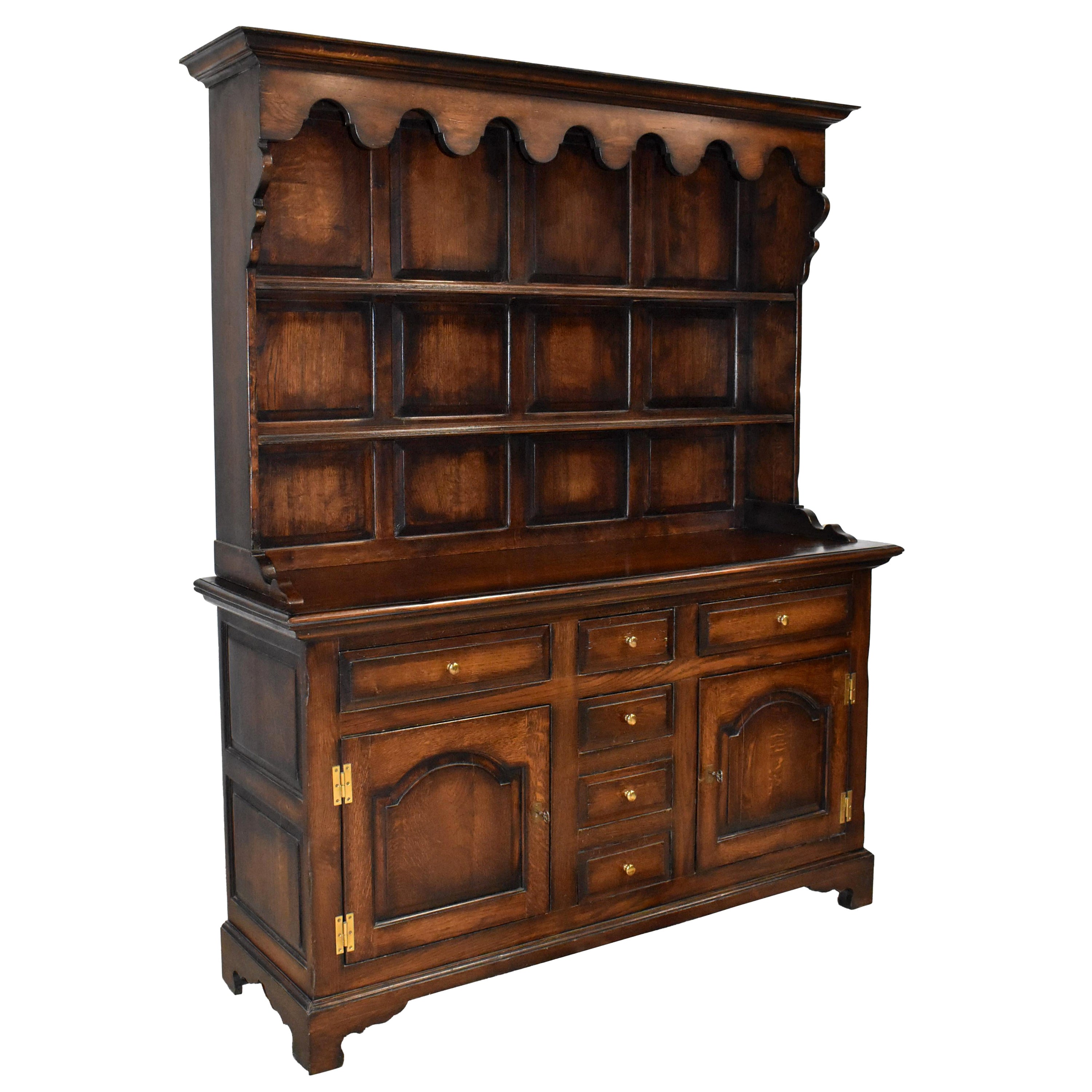 Rustic Oak Cupboard Display Cabinet, Mid-Century