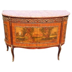 Louis XV Vernis Martin Bemalte, beleuchtete Barschrank-Kommode mit Marmorplatte, Louis XV.