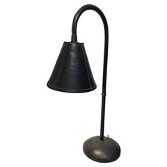 Black All Over Leather Desk Lamp by Valenti, Spain, Mid Century