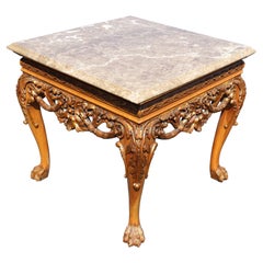 William Switzer Marble Top Gilt Over Walnut Georgian Paw Footed Center Table