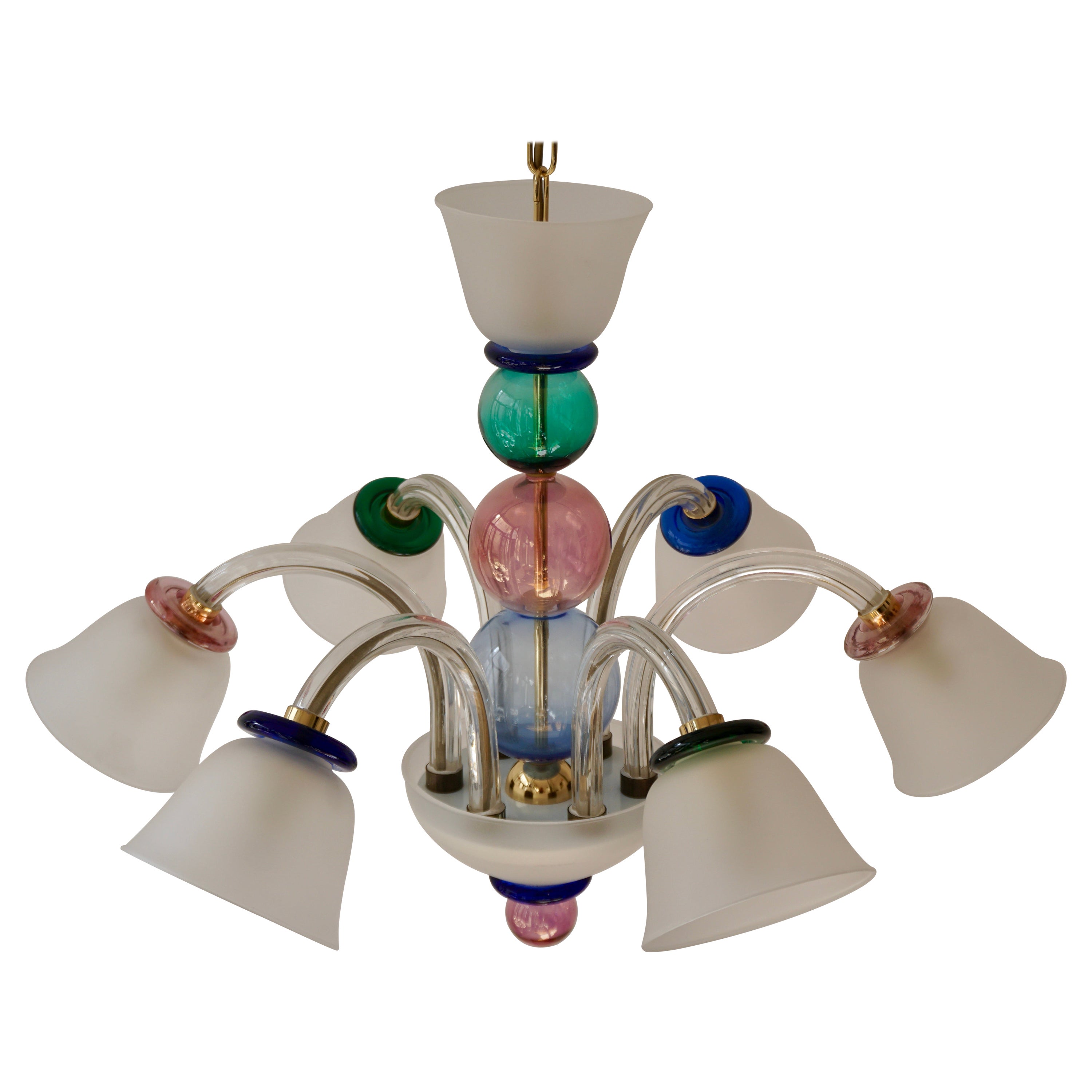 Italienischer venezianischer Murano-Kronleuchter aus farbigem Glas