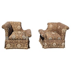 Pair of Century Furniture Upholstered Corner Lounge Chairs 