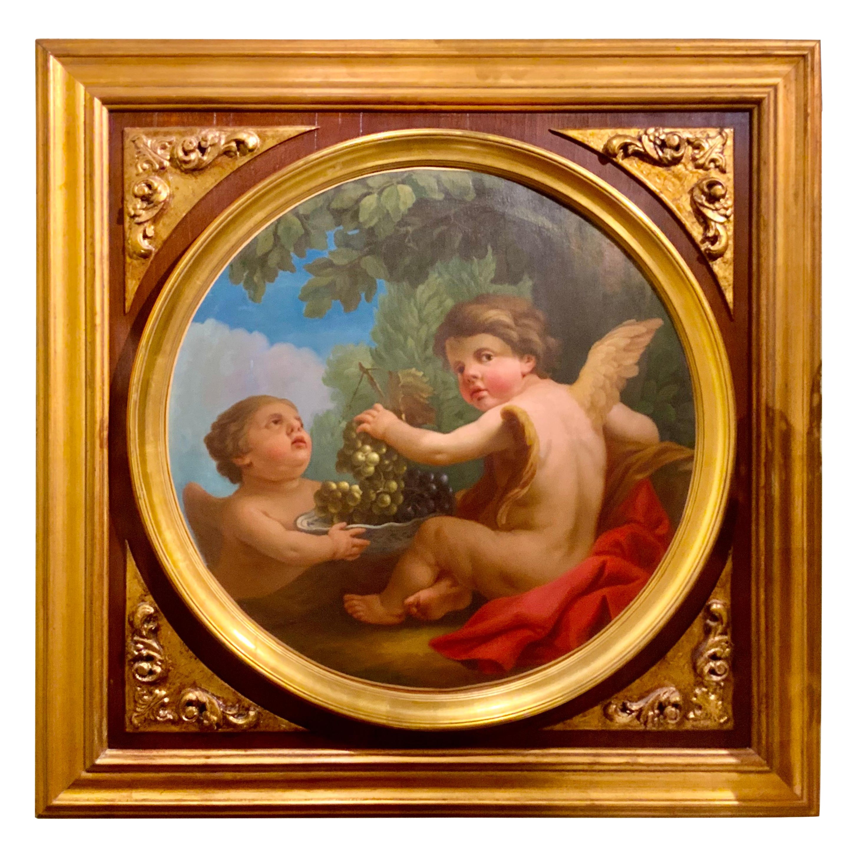 Oil Painting of Angels, 19 Th Century For Sale