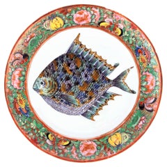 Antique Ulysses S. Grant Chinese Export Porcelain Fish Plate