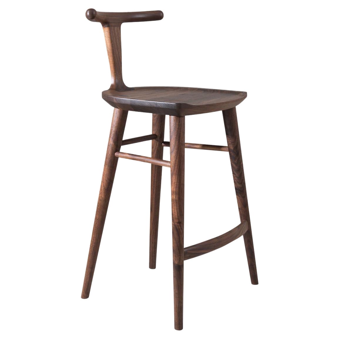 Oxbend Stool, Bar, or Counter Seat in Walnut For Sale