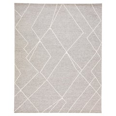 Contemporary Texture Gray & Ivory Hand-Tufted Geometric Wool Rug