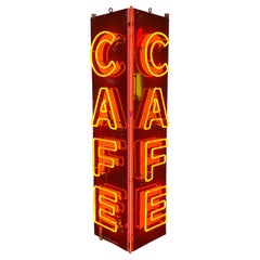 Antique 1950’s Enamel and Neon Corner Sign Cafe