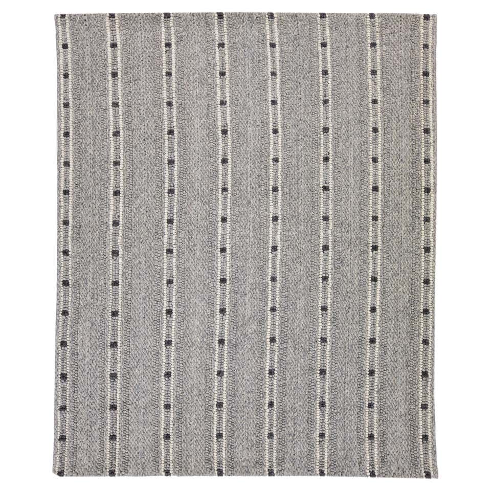 Contemporary Handwoven Grey Textured Wool Rug For Sale at 1stDibs