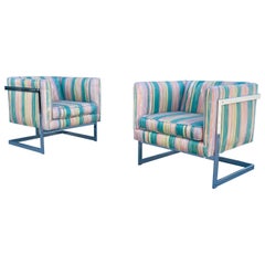 Retro Midcentury Chrome Lounge Chairs by Milo Baughman