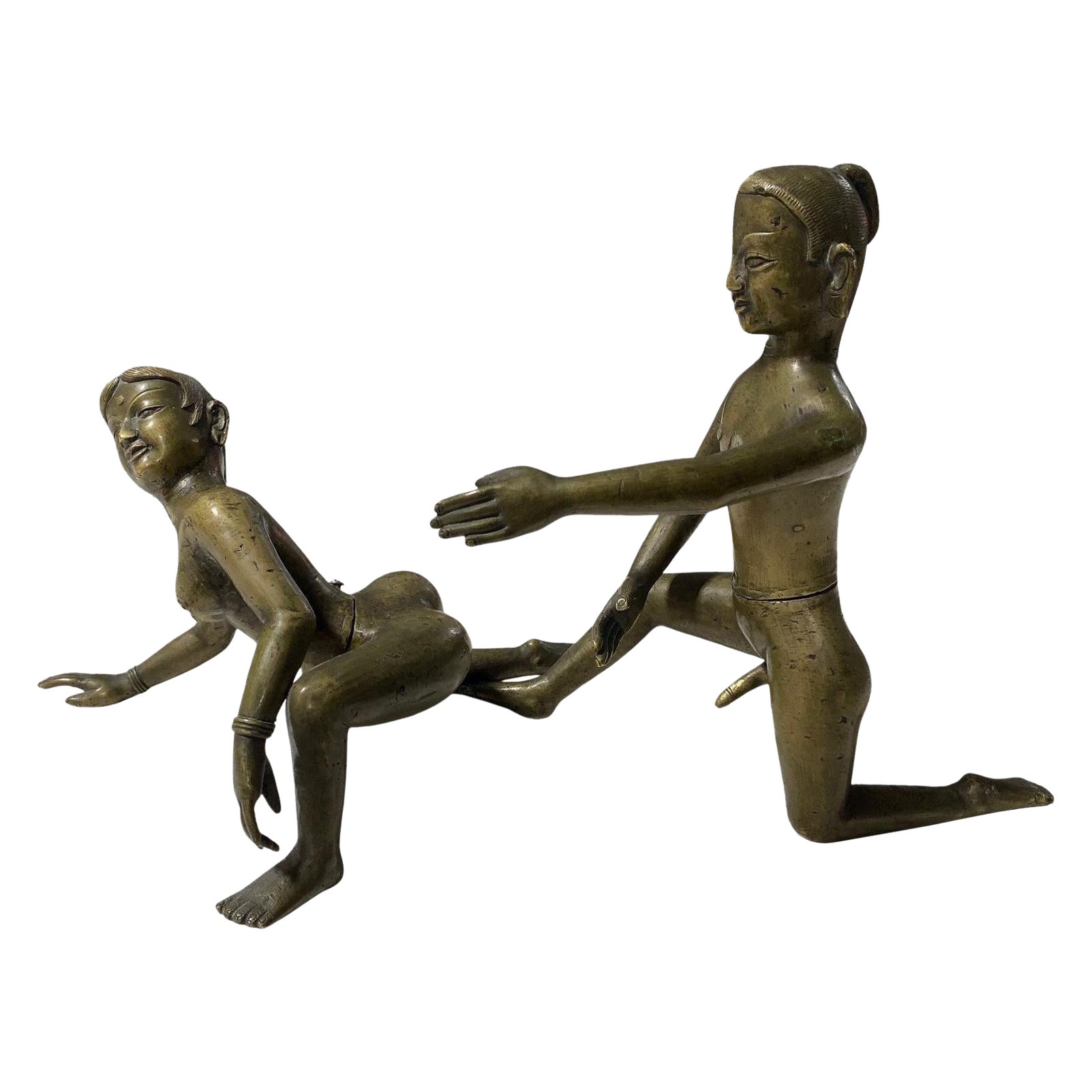 Indian India South East Asian Erotic Heavy Bronze Kama Sutra Figures Sculpture
