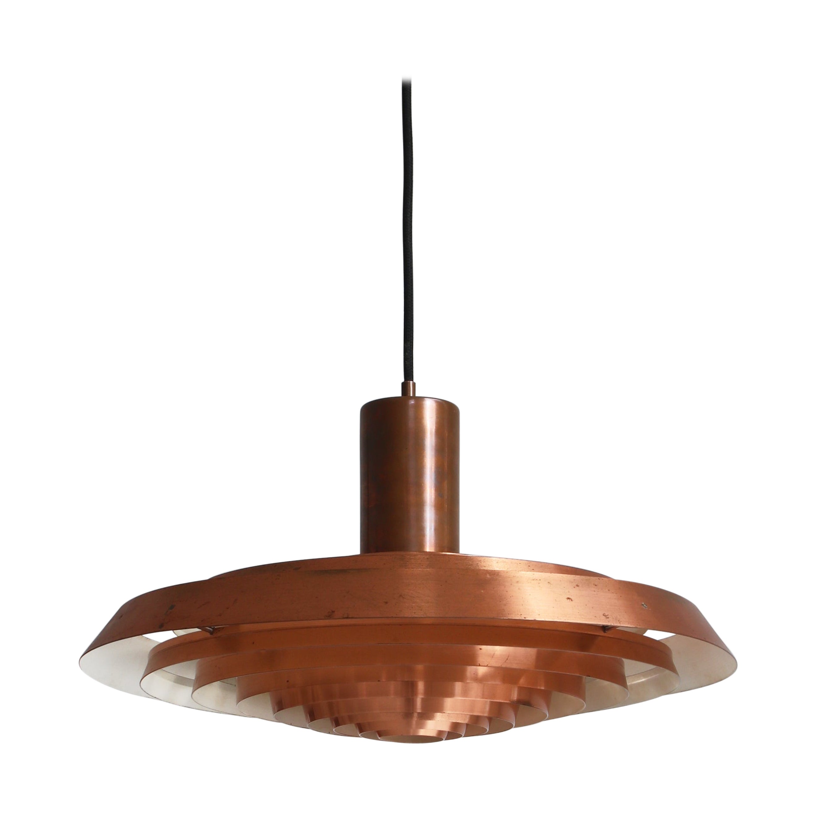 Poul Henningsen "Plate" PH-Lamp Patinated Copper, Louis Poulsen, Denmark, 1958