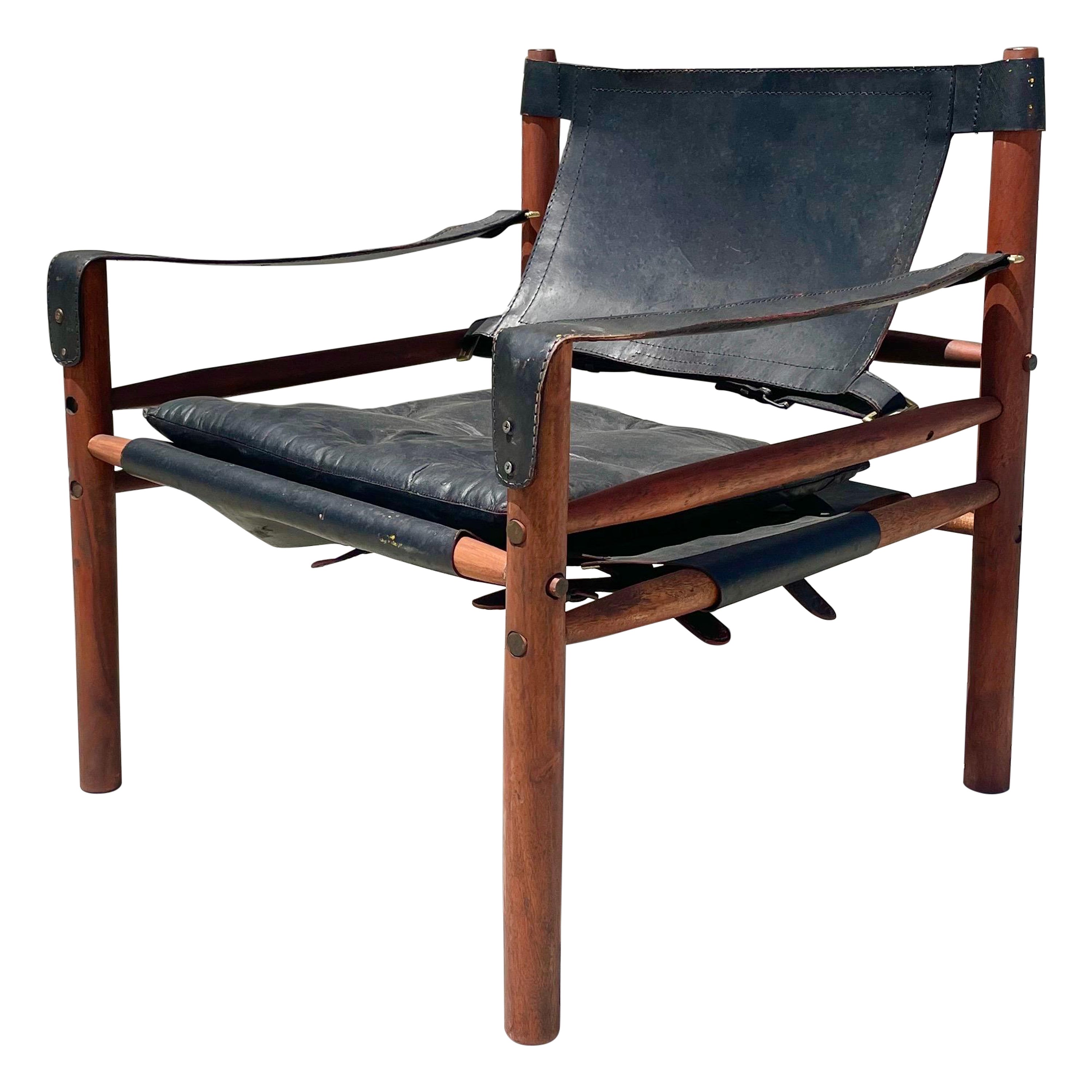 Midcentury Leather Sirocco Safari Chair by Arne Norell