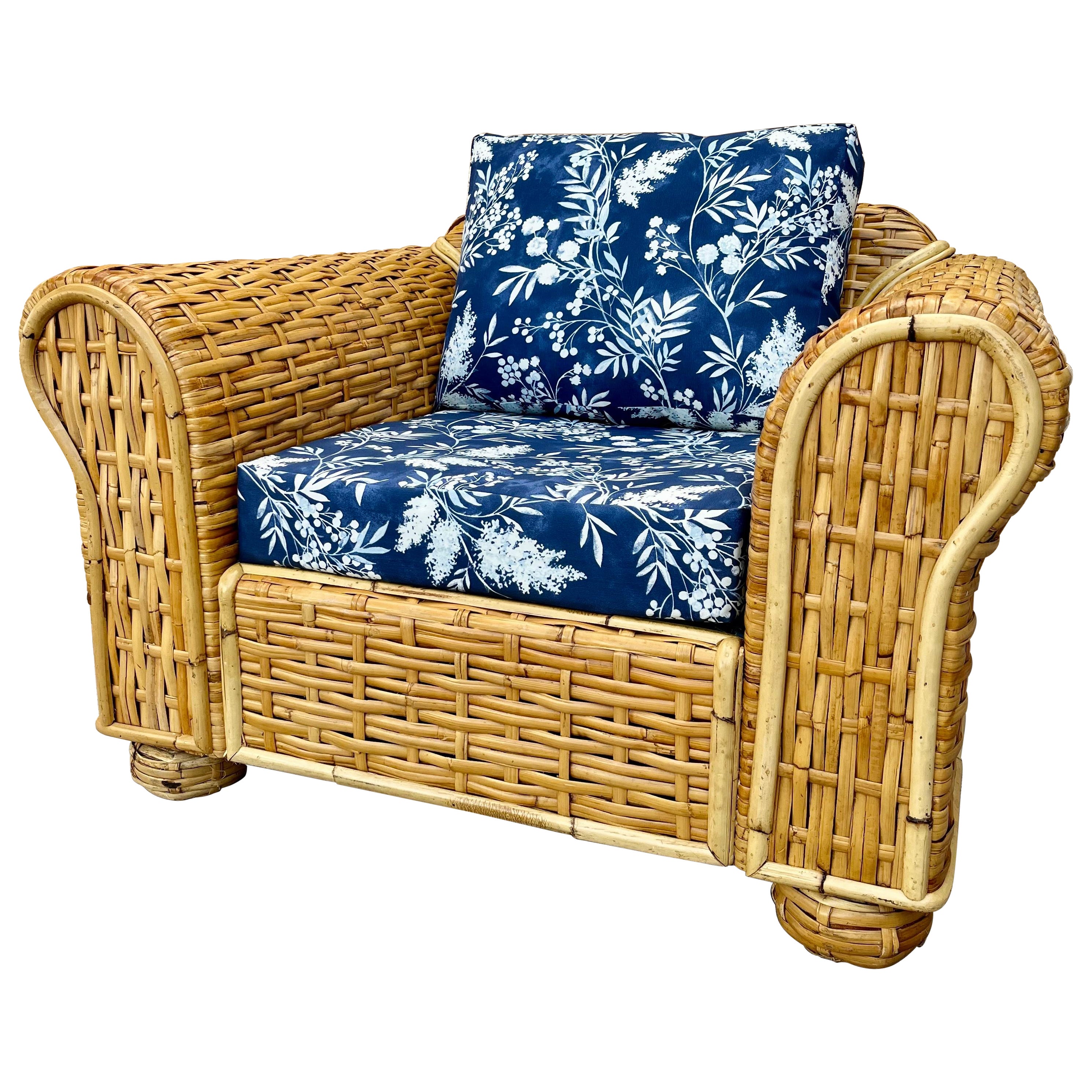 Late 20th Century Ralph Lauren Coastal Style Woven Rattan Lounge Chair