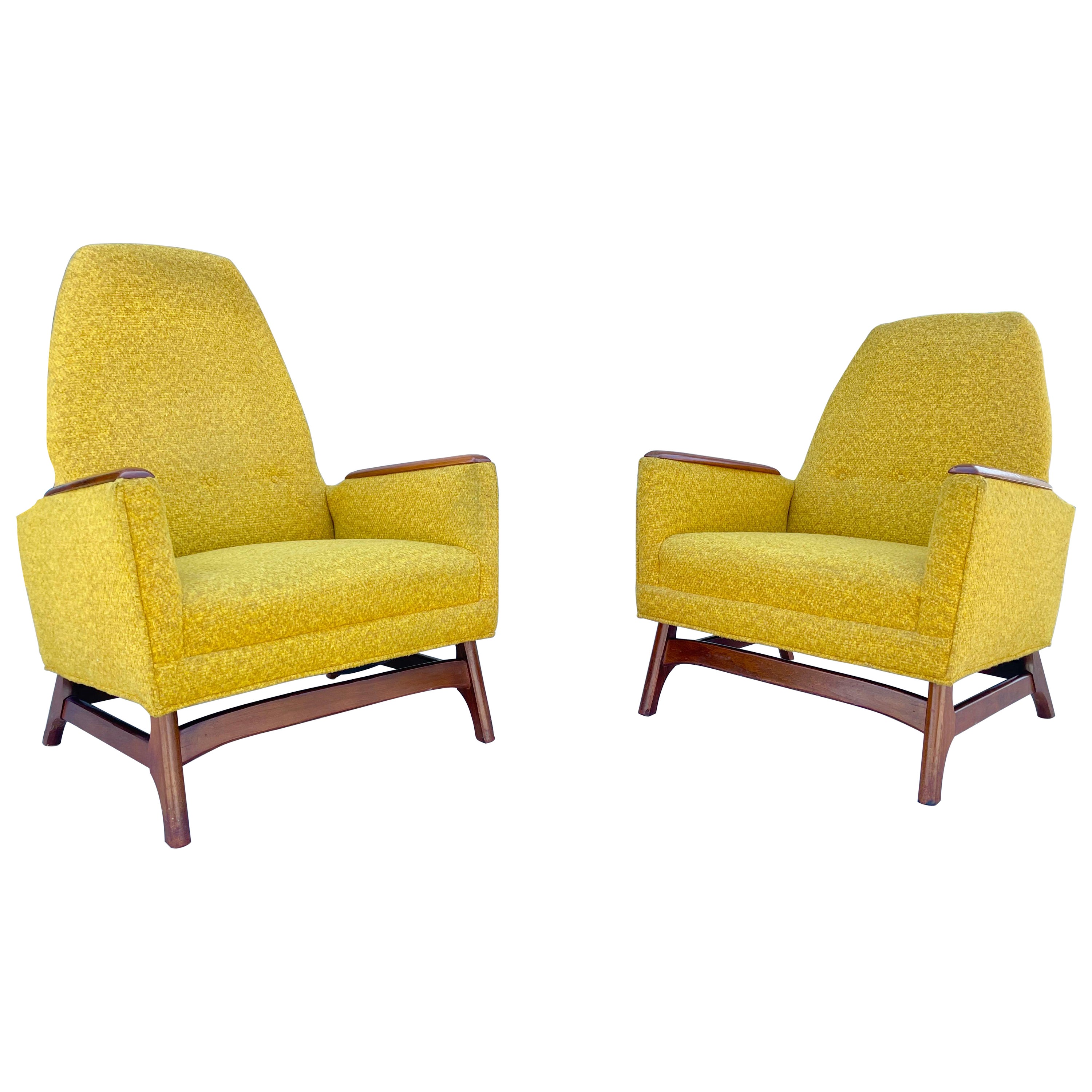 Midcentury Walnut Lounge Chairs in the Style of Adrian Pearsall For Sale