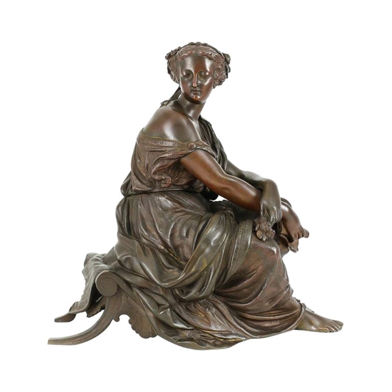 Duchoiselle Patinated Bronze French Sculpture Deity Figure, 19th Century For Sale