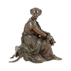 Antique Duchoiselle Patinated Bronze French Sculpture Deity Figure, 19th Century