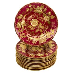 Set of 12 Wedgwood England Porcelain Bread & Butter Plates in Tonquin Ruby