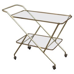Vintage Stylized Solid Brass Bar Trolley Mid-Century Italian Design 1950 Cesare Lacca