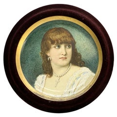 Grand plateau de présentation portrait en porcelaine de Minton, Angleterre, par William Coleman,1878