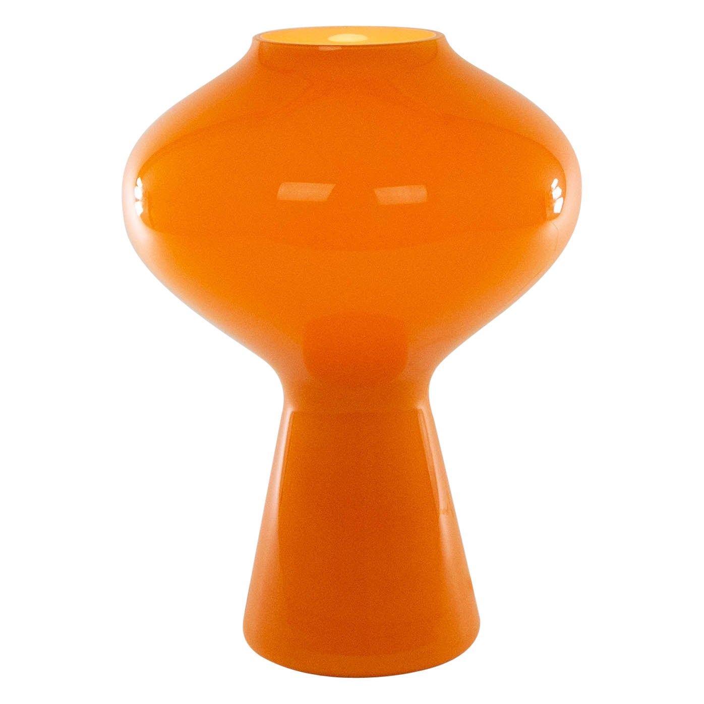 Große orangefarbene mundgeblasene Fungo-Tischlampe von Massimo Vignelli für Venini, 1950er Jahre
