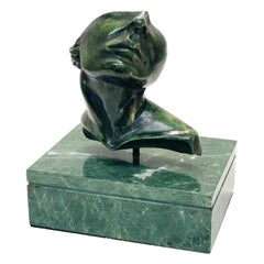 Roberto Cortazar Bronze on Marble Face Sculpture