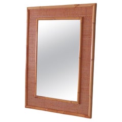 Used Large Mid Century Vera Dal Italian Wall Mirror in Bamboo and Cane