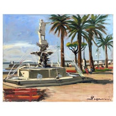 Retro Italian Marine Landscape Santa Margherita Ligure by Annibale Scaroni 1951