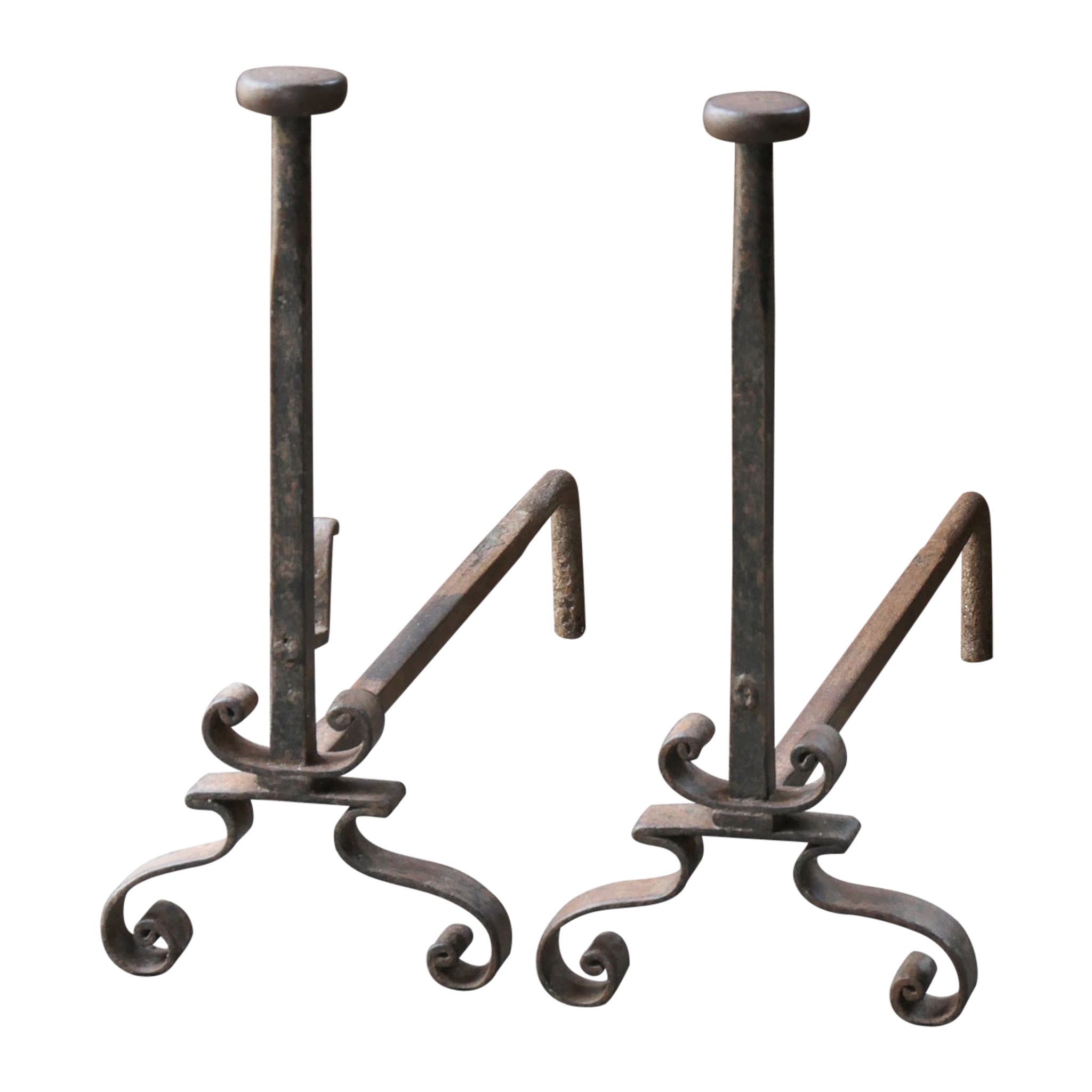 French Antique Napoleon III Andirons or Firedogs, 19th Century For Sale
