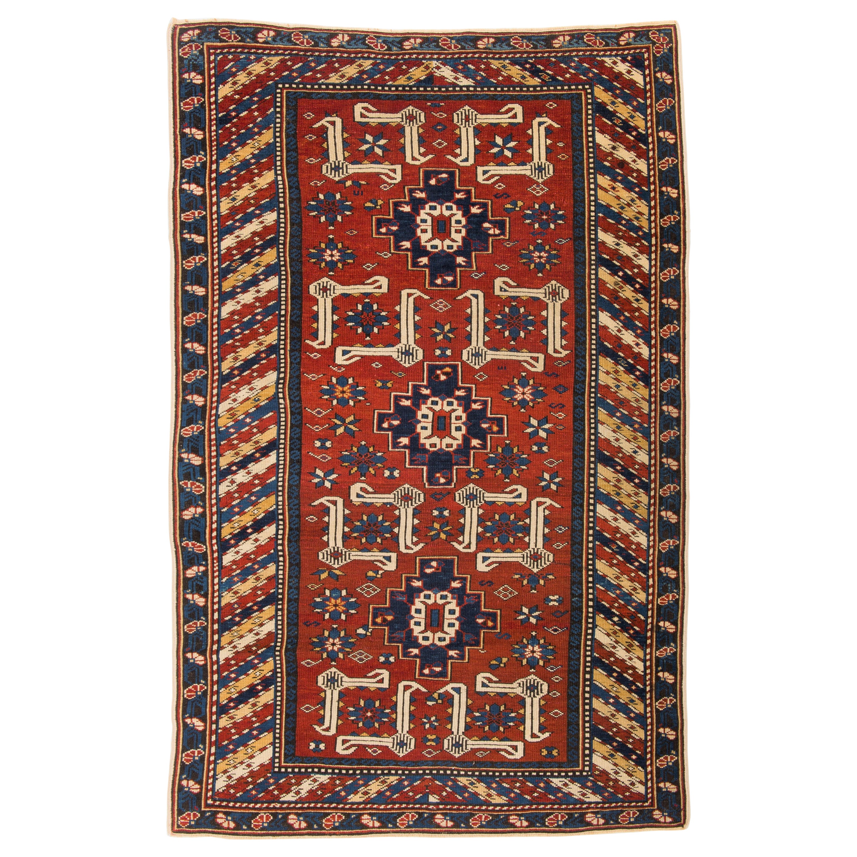 3.5x5.3 ft Antique Caucasian Karagashli Shirvan Rug, Ca 1880