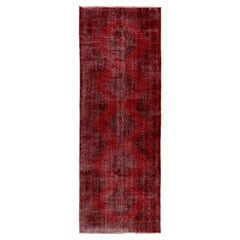 5x13 Ft Vintage Wool Hallway Runner Rug in Red, Modern Anatolian Corridor Carpet