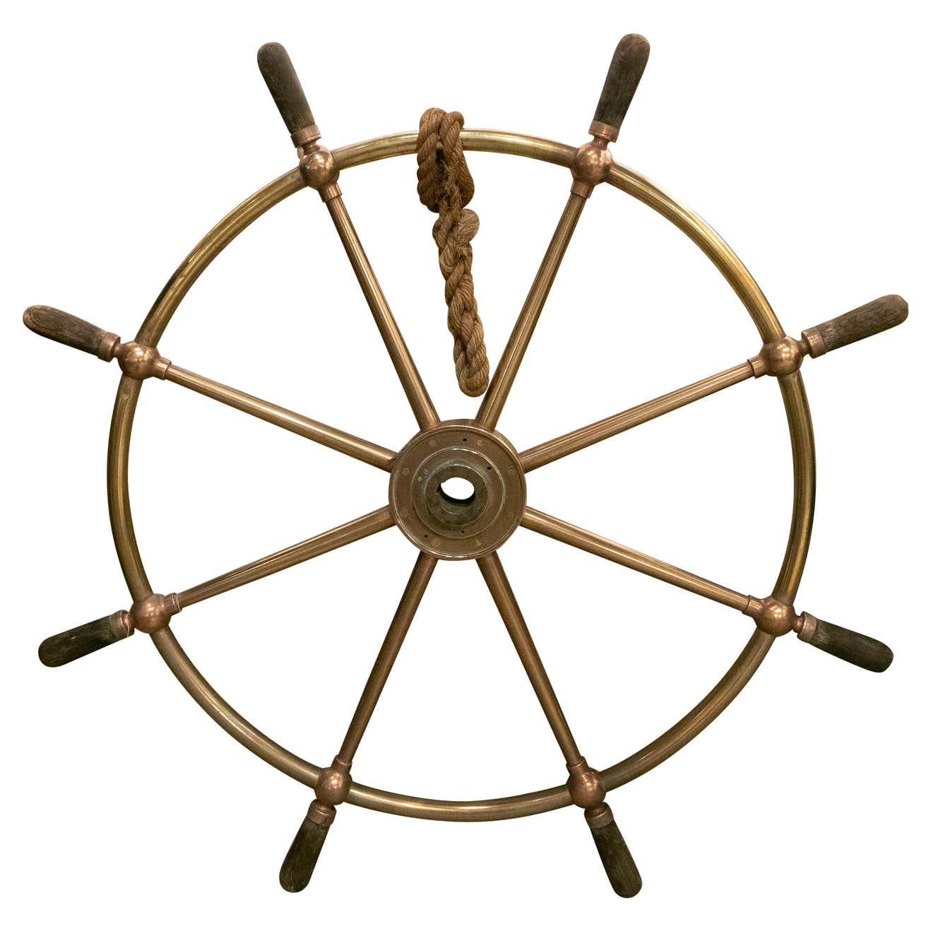 1930's English Bronze Rudder with Wooden Handles For Sale at 1stDibs