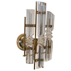 1980s Murano Glass Wall Sconce with Gilted Metal Stand