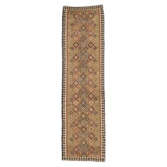 Handwoven Vintage Turkish Kilim Runner with Tribal Style
