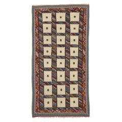 Persischer Bijar-Kelim-Teppich im Vintage-Stil, Stammeskunst-Enchantment trifft Nomaden-Charm