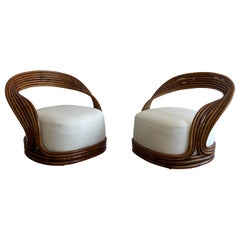 Giovanni Travasa „Eva“ Loungesessel, geformter Bambusstoff Bonacina Italien 1965