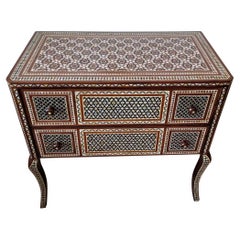 Retro Moorish Style Mother Of Pearl Inlaid Chest Of Drawers