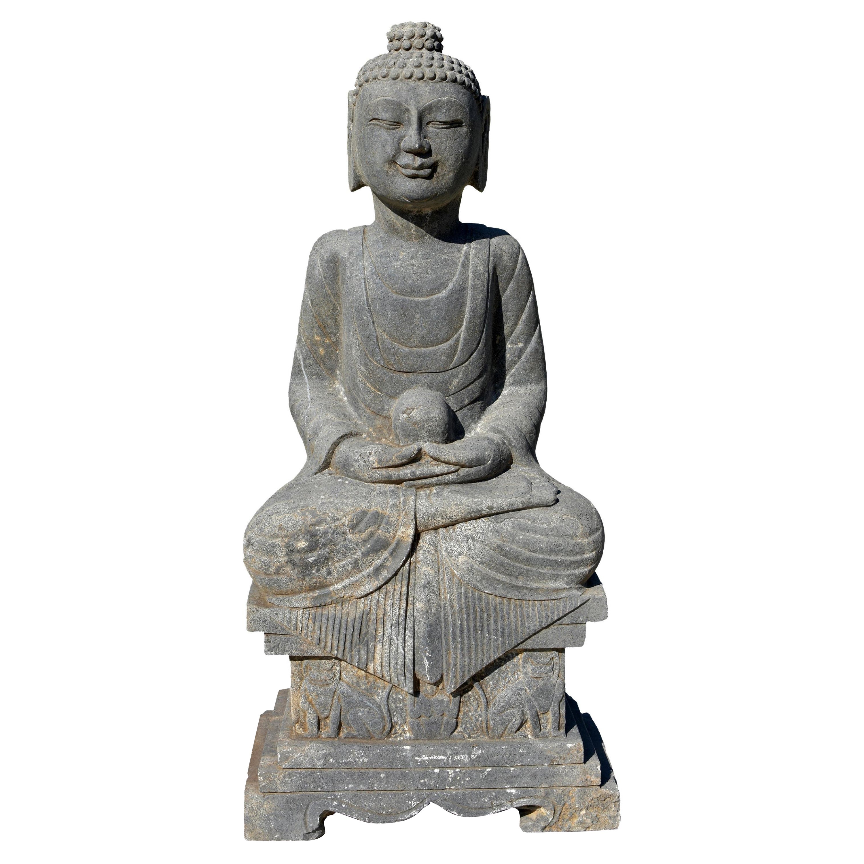 Buddha- Amitabha-Statue aus Stein