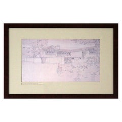 Frank Lloyd Wright Architectural Drawing Walter Gerts House 1906 Framed
