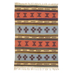 Retro Persian Kilim Rug, Contemporary Santa Fe Meets Modern Allure