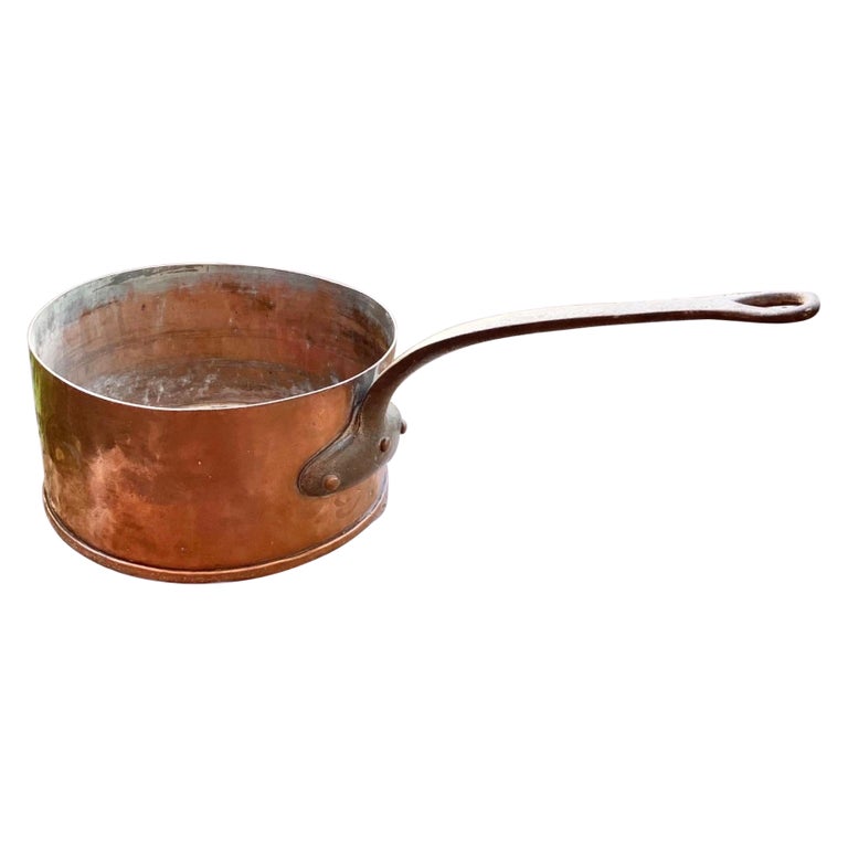 Large Antique French Copper and Iron Saucepan For Sale at 1stDibs