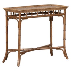 19thC English Bamboo Rattan Console Table